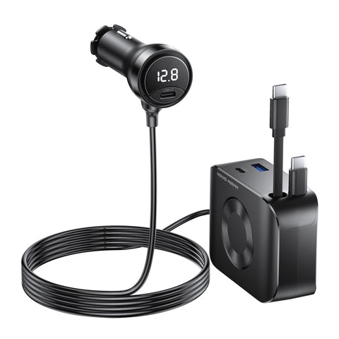 Autonabíječka 75W 5in1 CA23 - 2x USB-C + USB-A Port, 2x USB-C Kabel