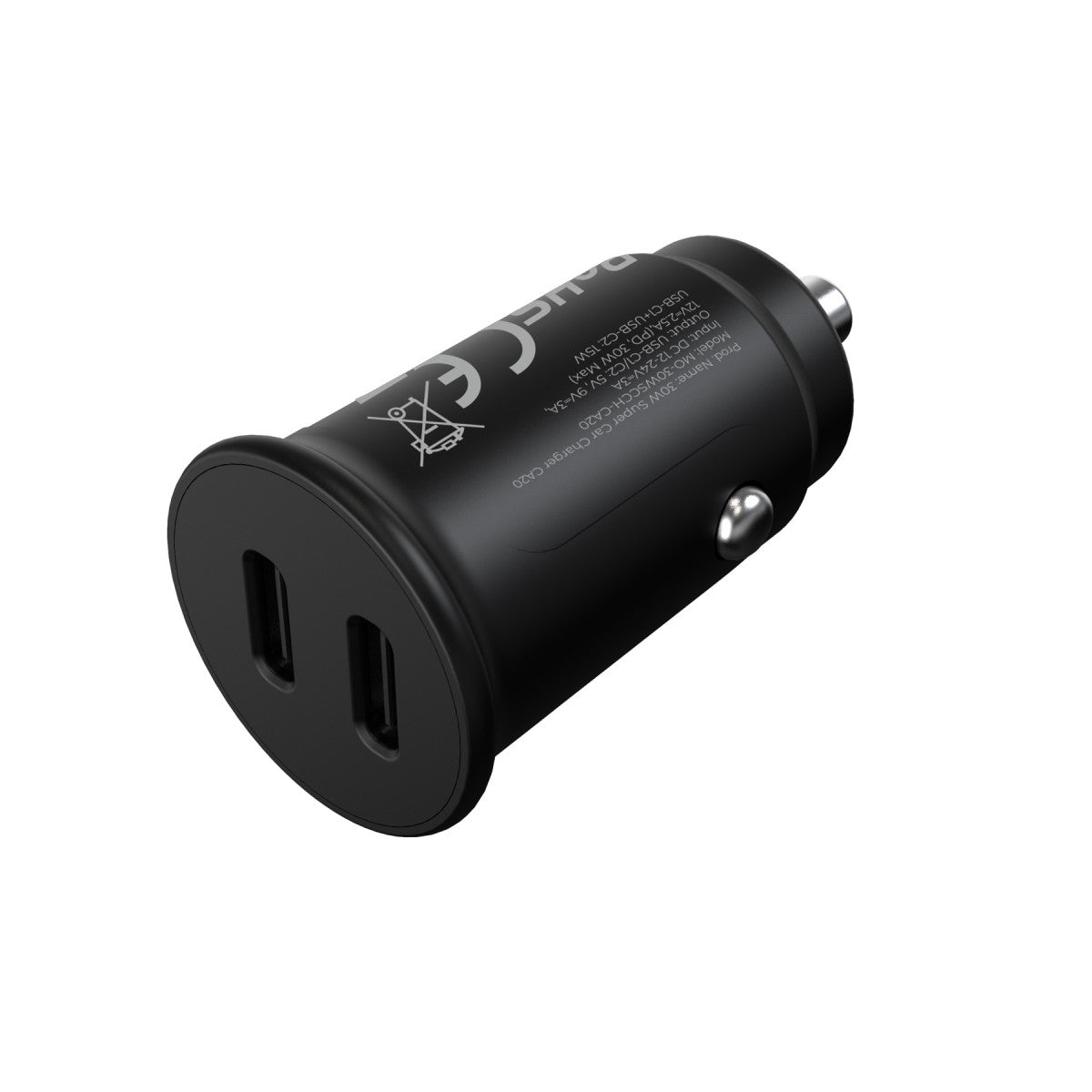 Autonabíječka 2× USB-C CA20, 30W, Černá