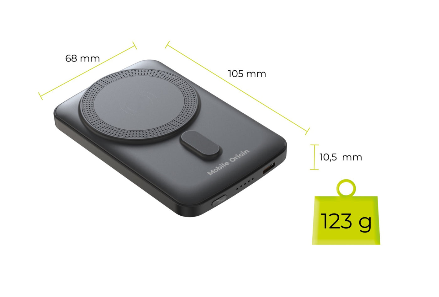 Bezdrátová magnetická powerbanka MagSafe PB10, 5000mAh, 20W, Černá