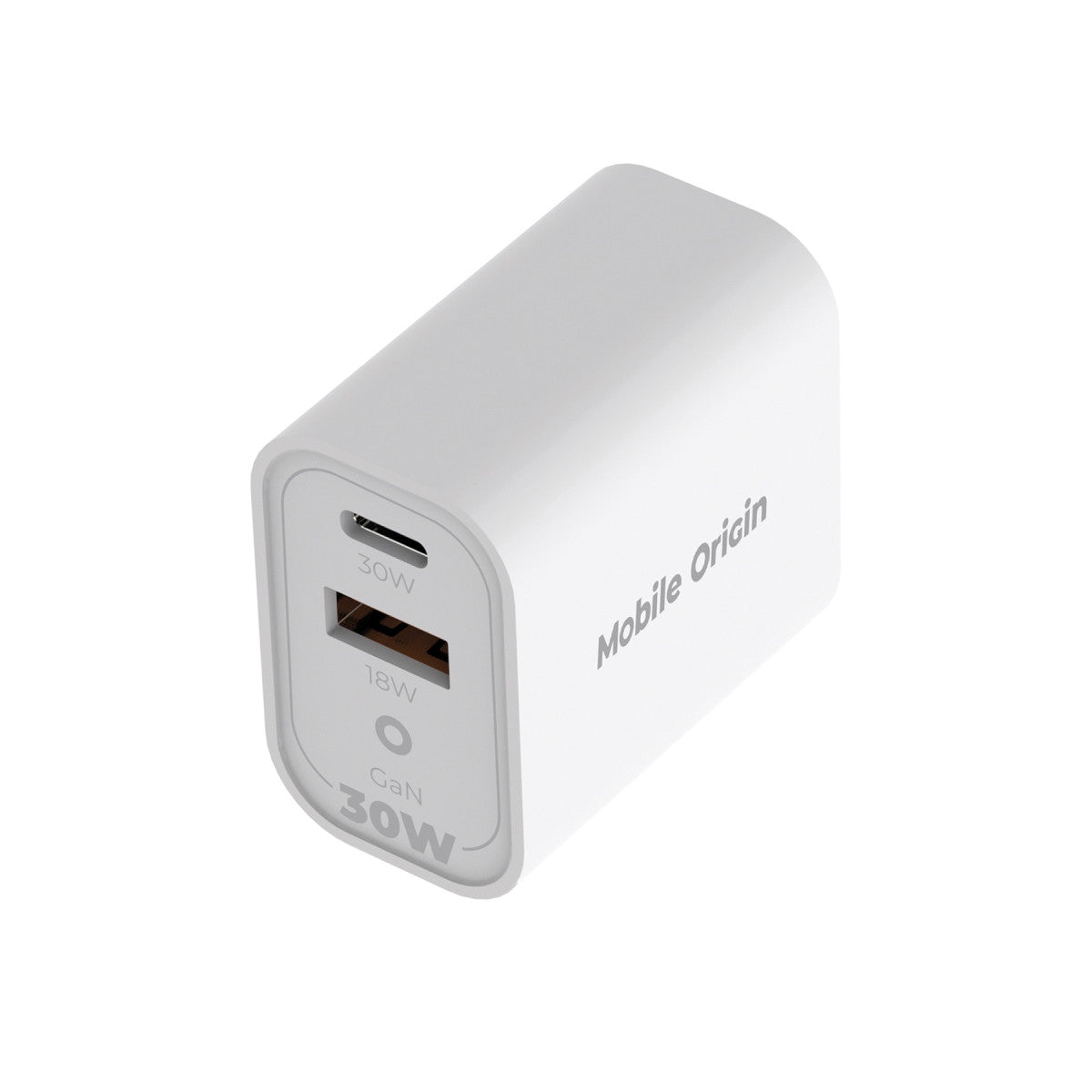 Cestovní nabíječka GaN USB-C + USB-A MO14, 30W, EU/USA/UK/AUS, Bílá