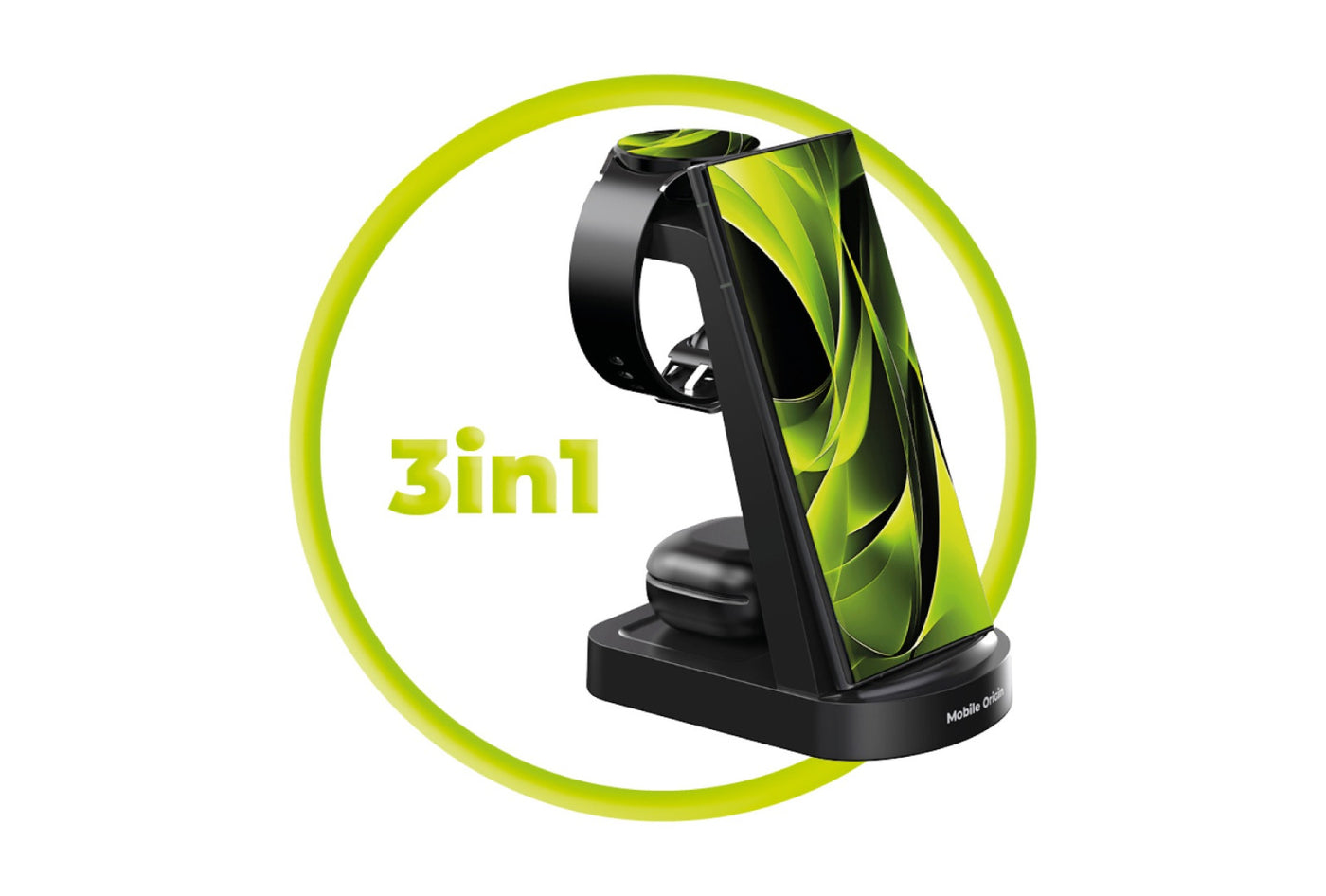 Bezdrátová nabíječka 3v1 pro Samsung PW13, 18W, Černá
