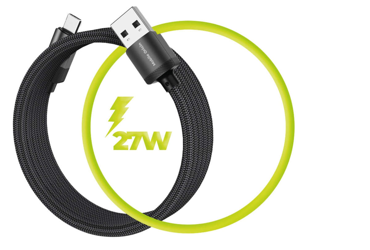 Magnetický kábel USB-A na USB-C MC2, 27W, 480 Mb/s, 1 m, Čierna