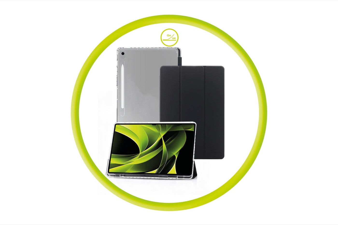 Easy Tablet Flip Case for Samsung Galaxy Tab A9, Black/Clear