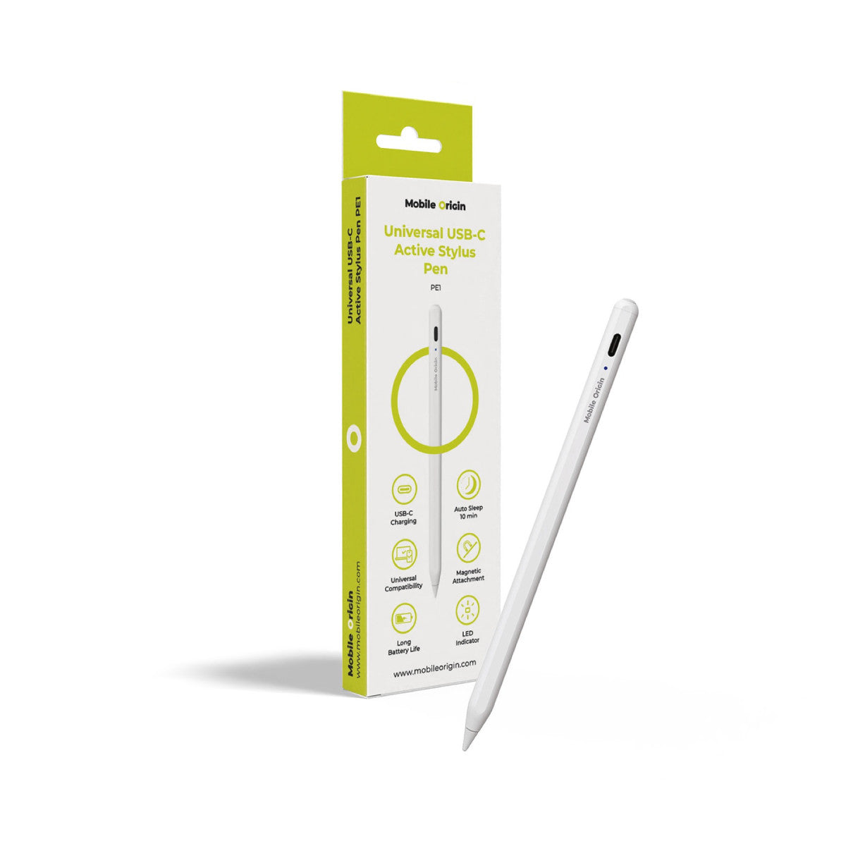 Aktivní stylus pero PE1, USB-C, Bílá