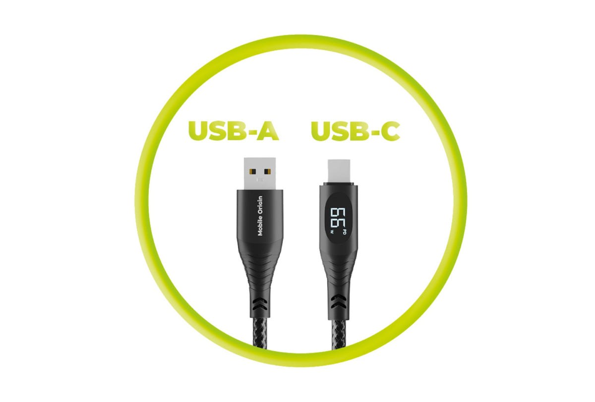 Kábel s displejom USB-A na USB-C CB1, 480 Mb/s, 1,5 m, Čierna