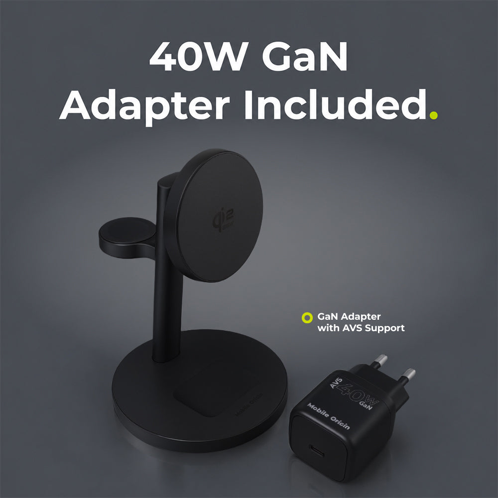 PowerStand Pro 3in1 Qi2 25W + GaN Adapter, Black