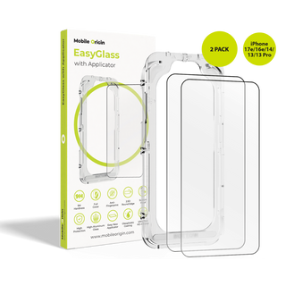 EasyGlass Screen Protector with Applicator, 2 pcs, for iPhone 17e / iPhone 16e / iPhone 14 / iPhone 13 / iPhone 13 Pro