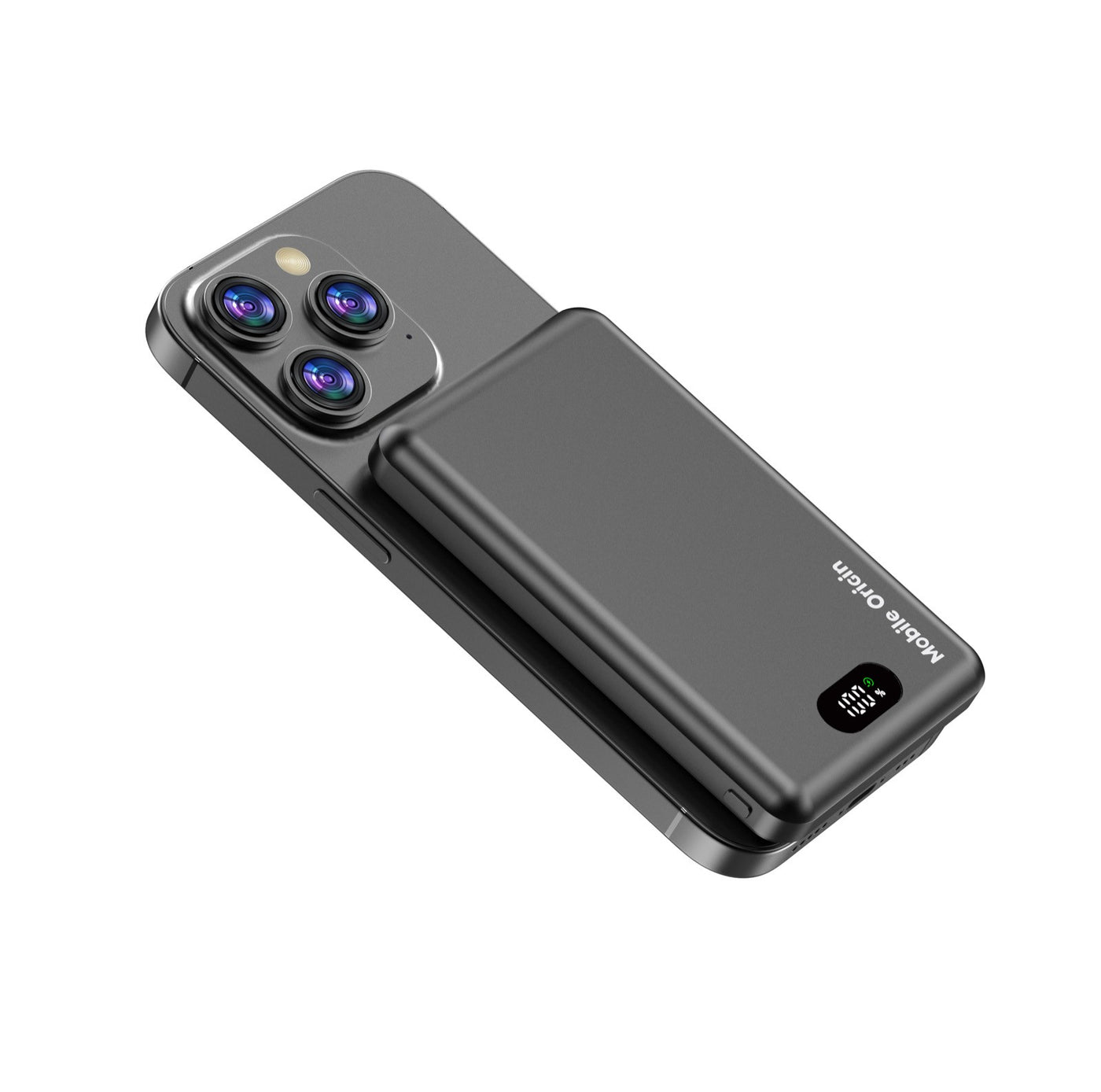 Bezdrátová magnetická powerbanka 3v1 MagSafe s displejem PB8, 10000mAh, 20W, Černá