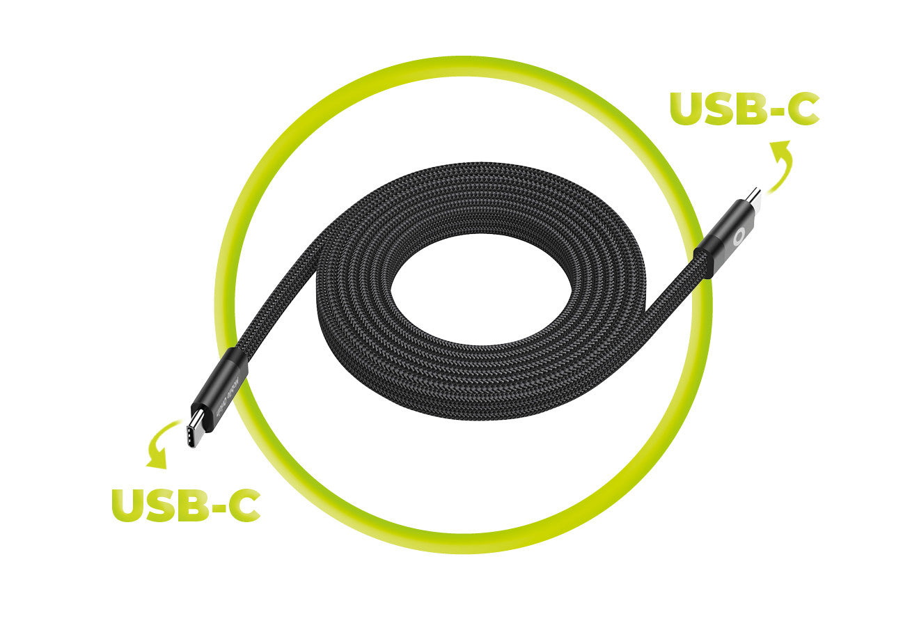 Magnetic Flat Cable USB-C to USB-C, 60W, 480 Mb/s, 1m, Black