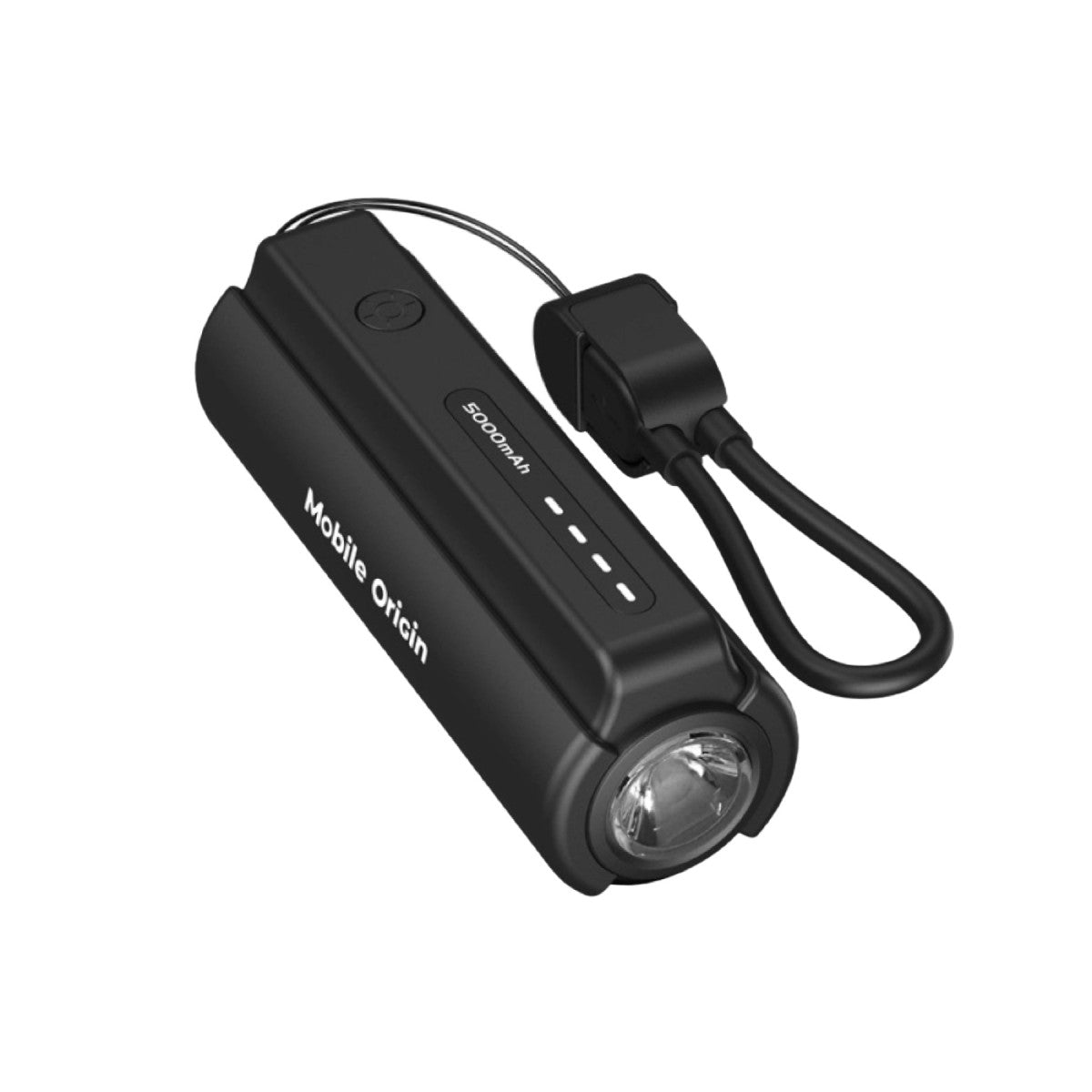 Compact Power Bank with Flashlight and USB-C Cable PB7, 5000mAh, 12W, Black