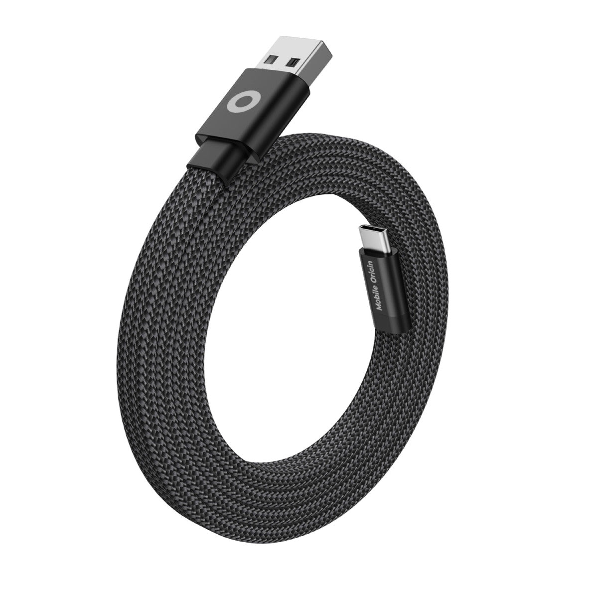 Magnetický plochý kabel USB-A na USB-C, 27W, 480 Mb/s, 1 m, Černá