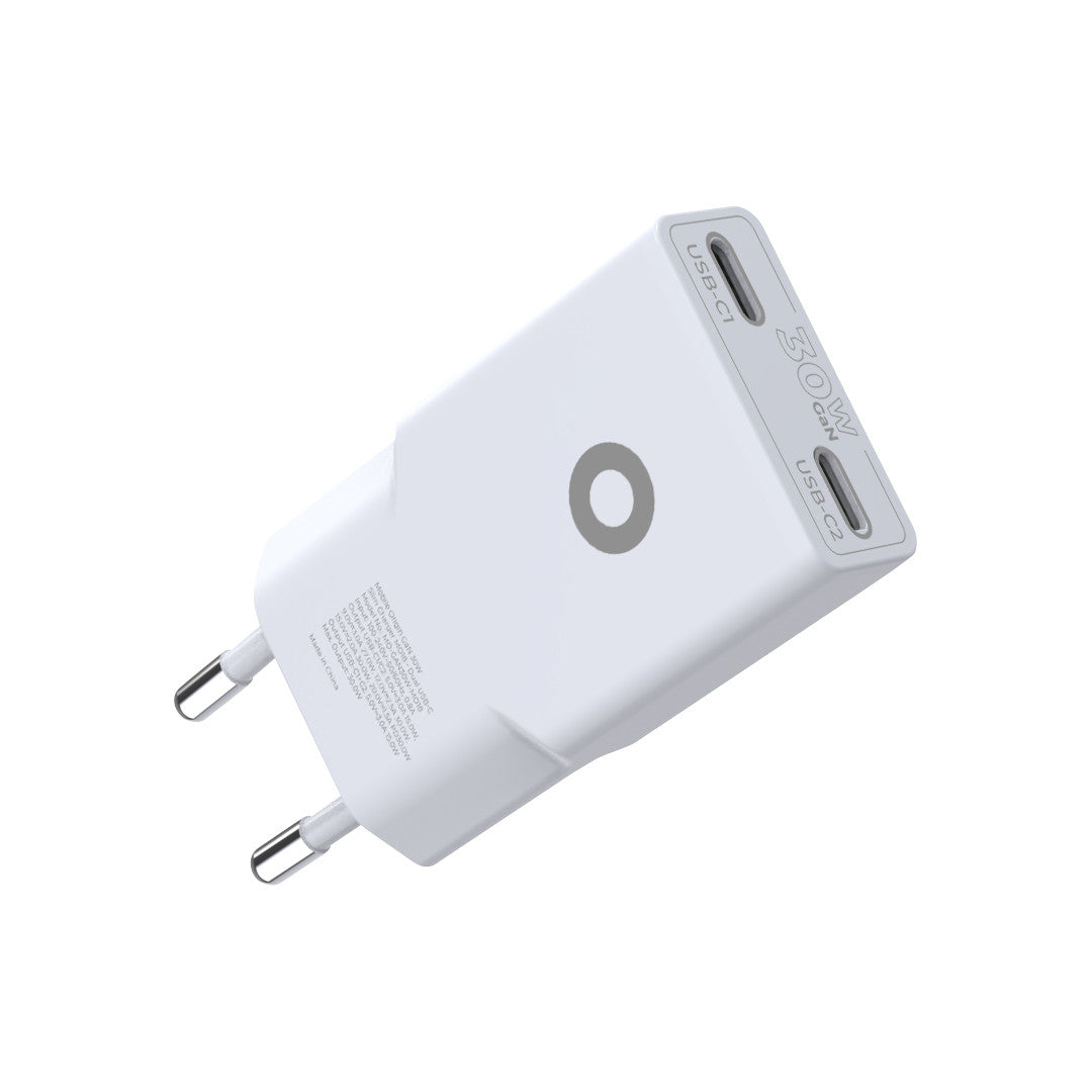 Wall Charger GaN Slim 2× USB-C MO18, 30W, White