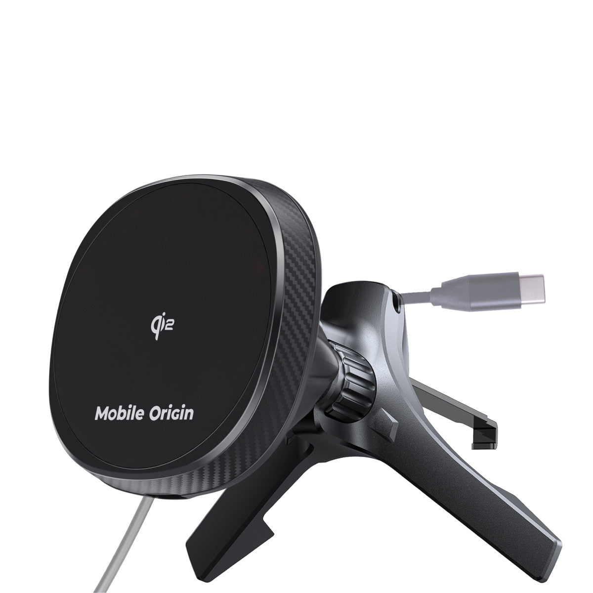 Bezdrátová nabíječka do autoventilace MagSafe s větráčkem CA15, Qi2 15W, Černá