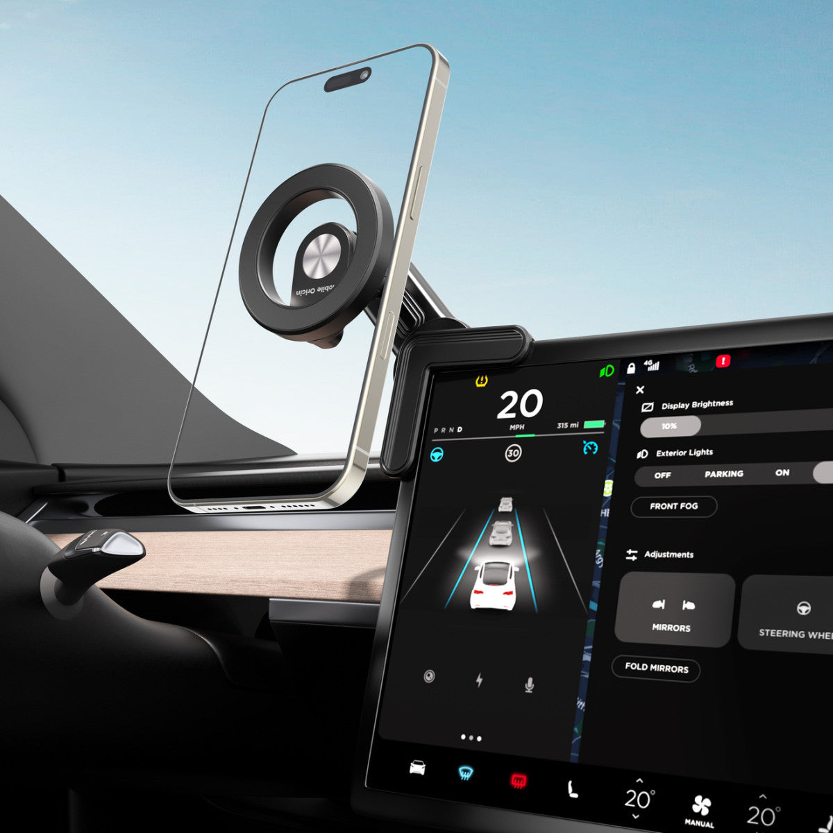 Corner Magnetic Car Mount MO20, Black