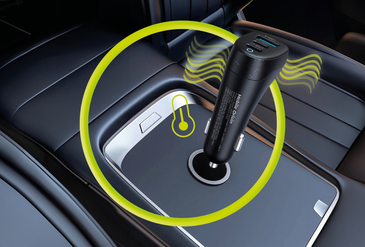 Car Charger 2× USB-C + USB-A CA25, 100W, Black