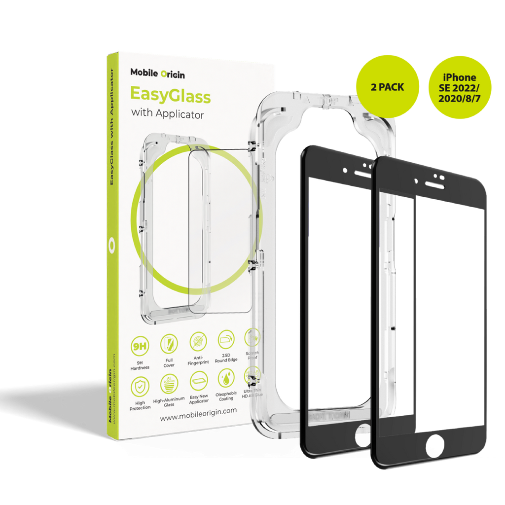 EasyGlass Screen Protector with Applicator, 2 pcs, for iPhone SE 2022 / iPhone 2020 / iPhone 8 / iPhone 7