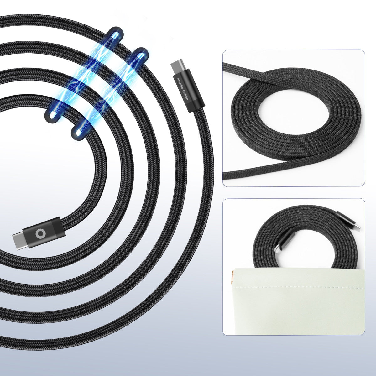 Magnetic Cable USB-C to USB-C MC2, 60W, 480 Mb/s, 1m, Black
