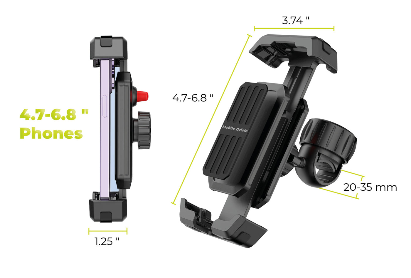 Bike Phone Mount B1, Quick-Release 360°, Black