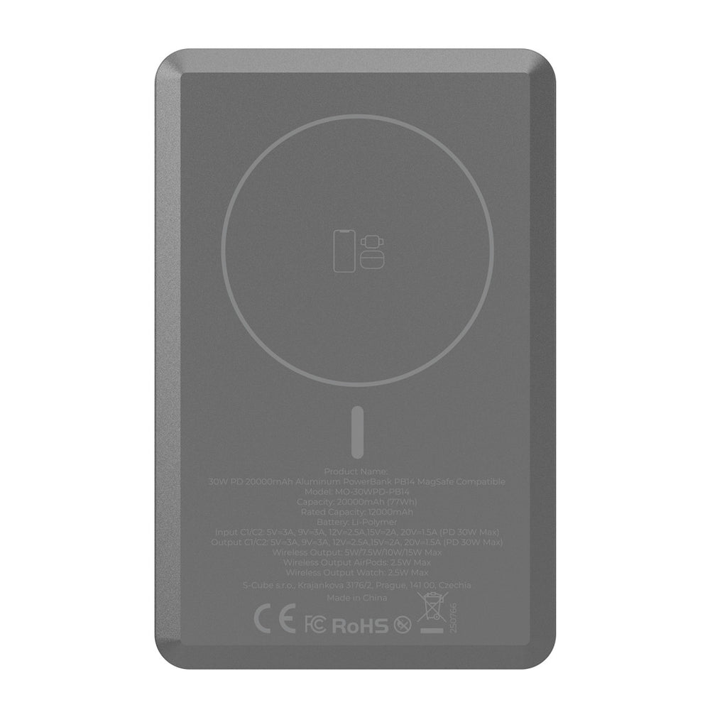 Hliníková PowerBanka PB14, 20000mAh, 30W PD s podporou MagSafe