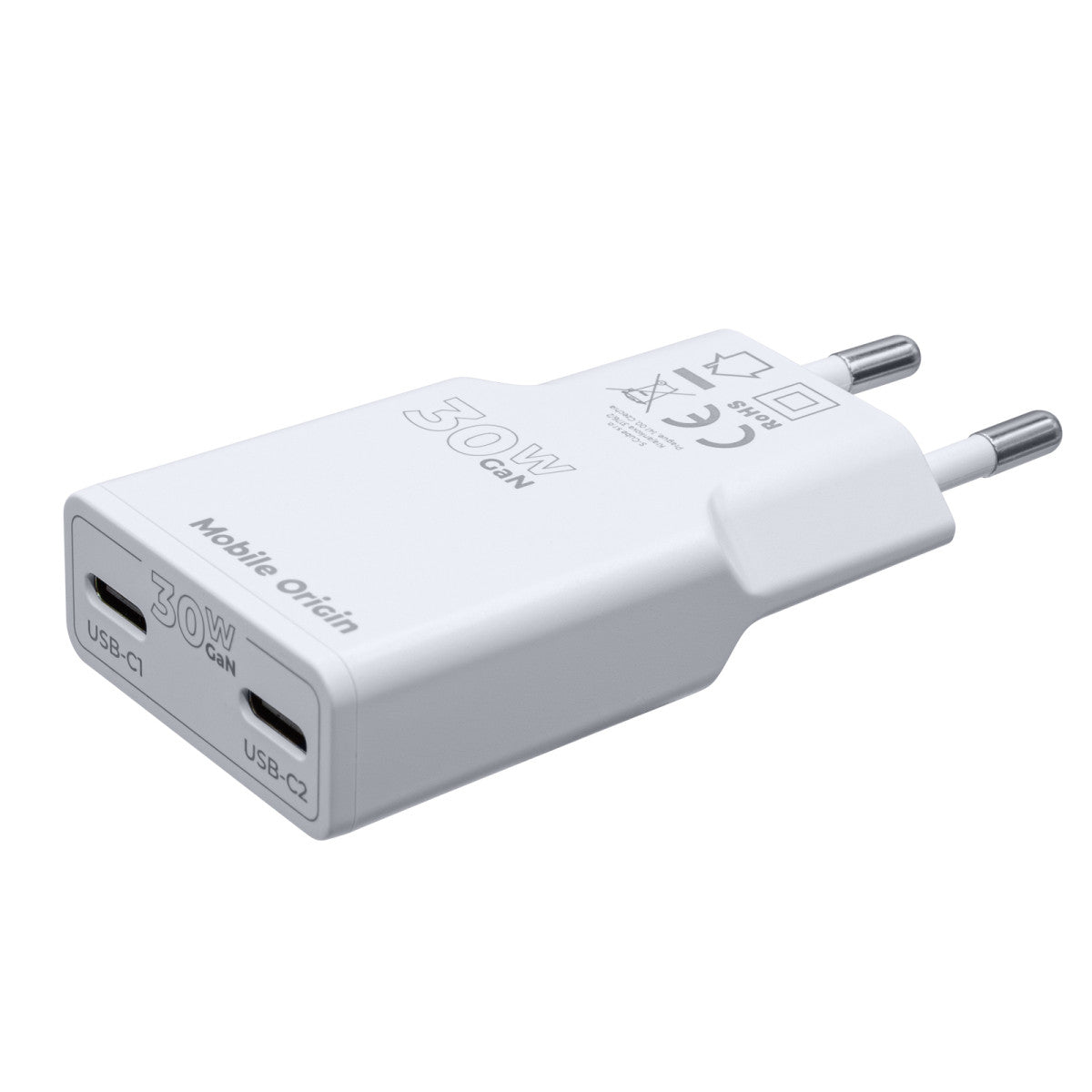 Wall Charger GaN Slim 2× USB-C MO18, 30W, White