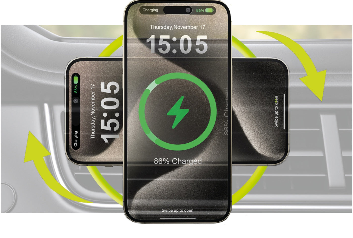 Bezdrátová nabíječka do auta MagSafe CA3, 15W, Černá