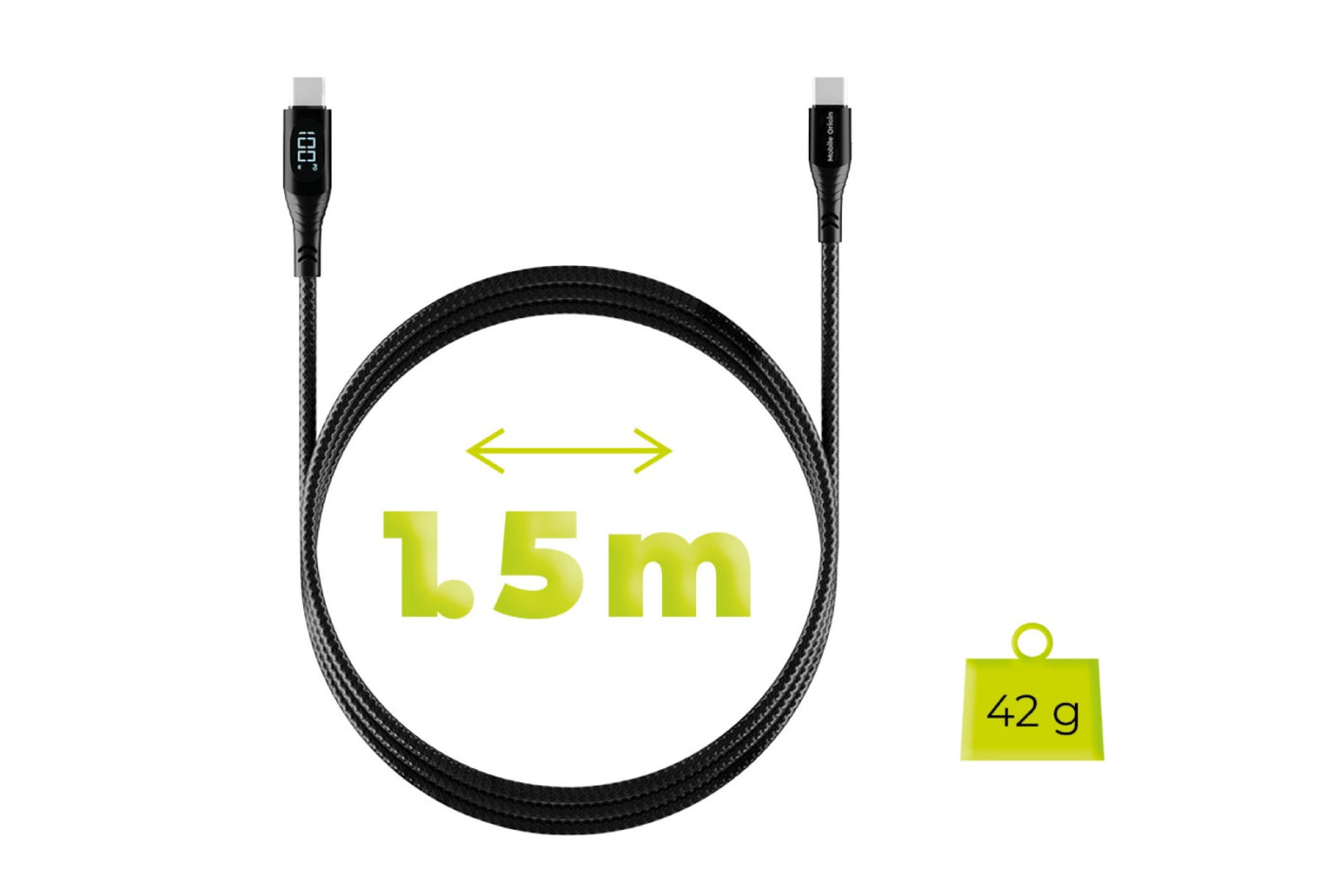 Display Cable USB-C to USB-C CB2, 100W, 480 Mb/s, 1.5m, Black