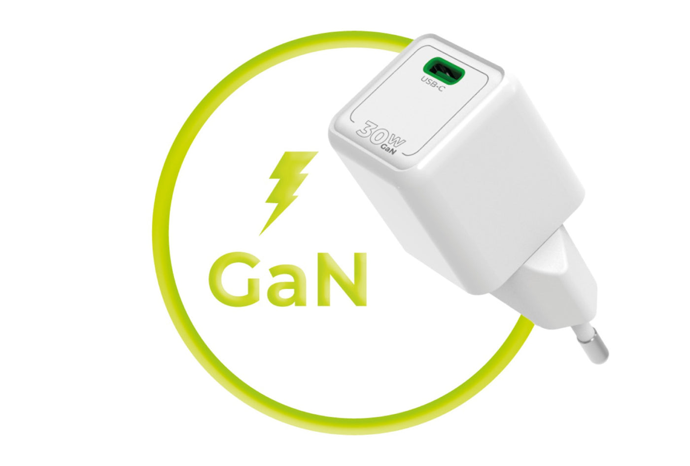 Mini GaN Wall Charger USB-C PW23, 30W, White