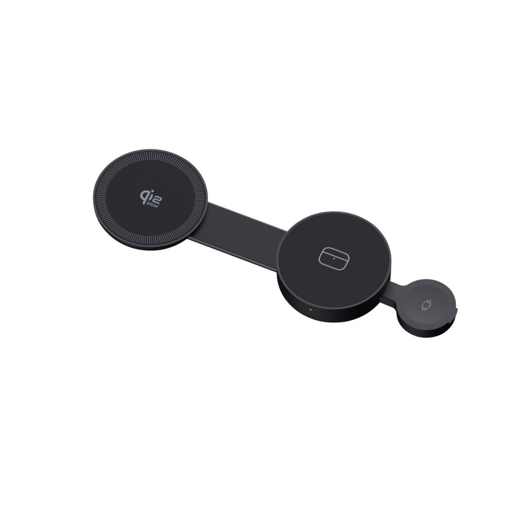 3in1 Qi2 25W Magnetic Foldable Charger PW34, Black