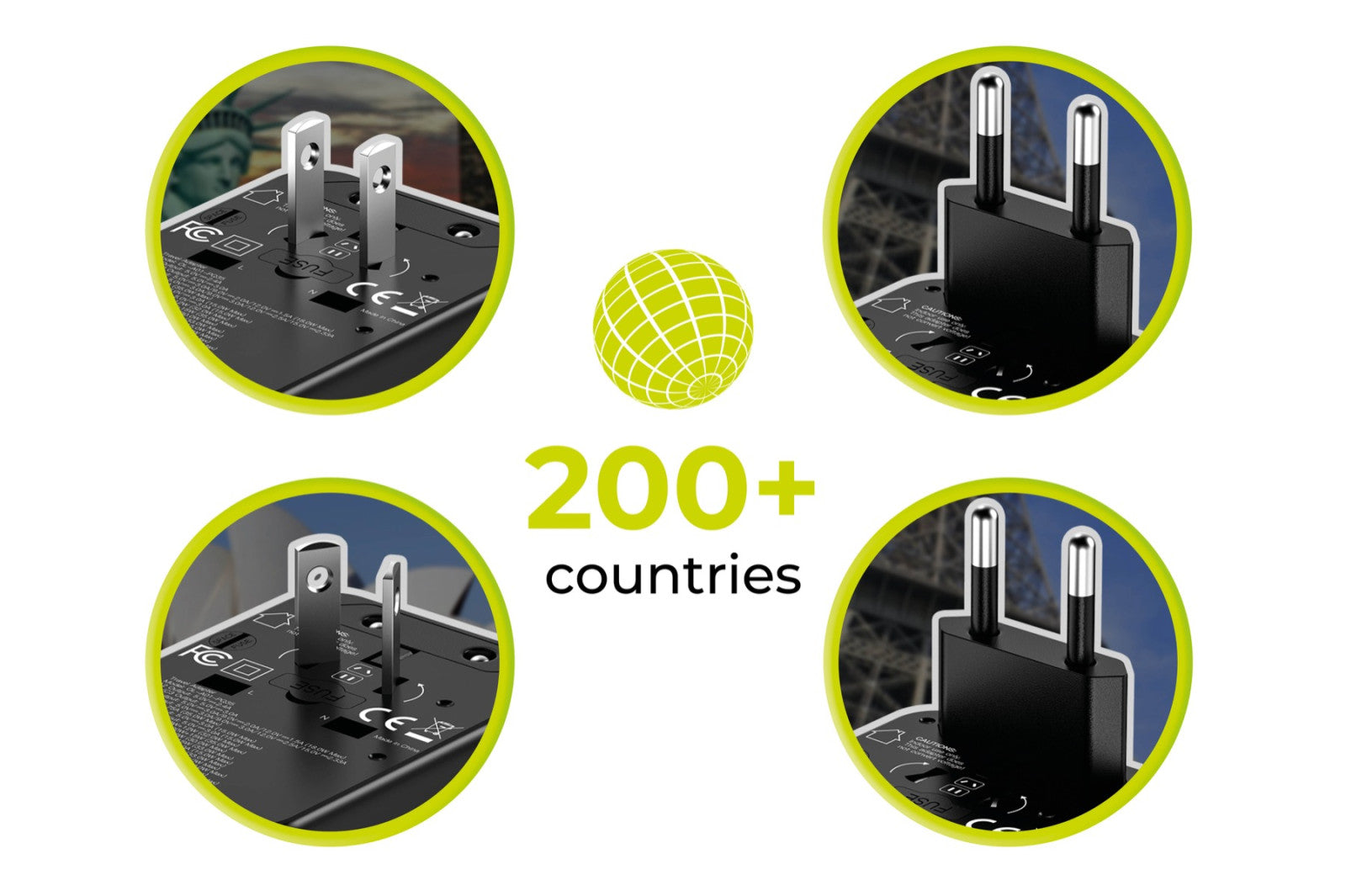 Cestovní Adaptér GaN 35W PW4 EU/UK/US/AUS, 3x USB-C + 2x USB-A