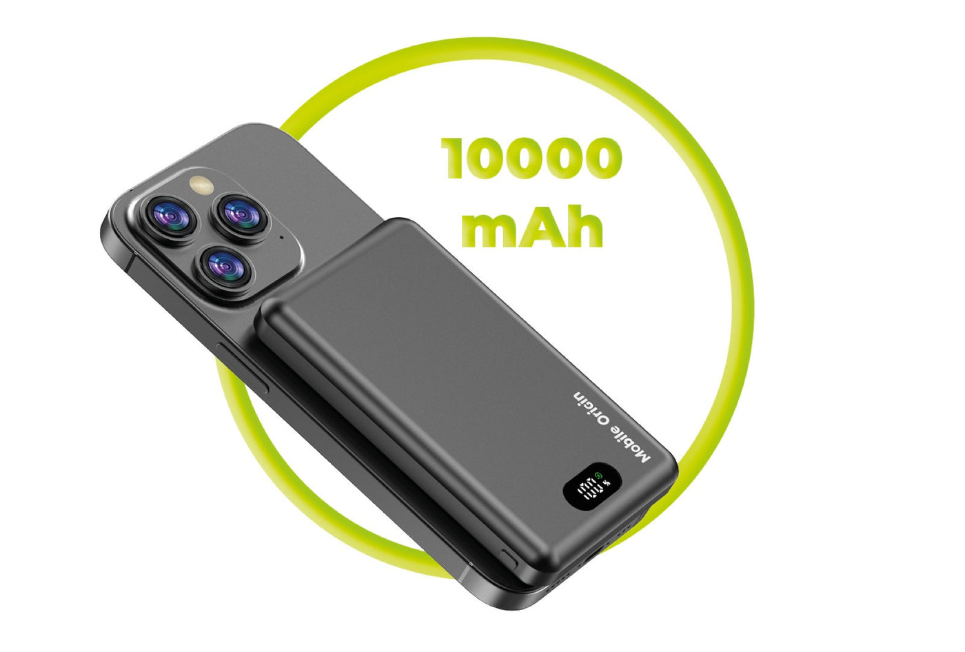 Bezdrátová magnetická powerbanka 3v1 MagSafe s displejem PB8, 10000mAh, 20W, Černá