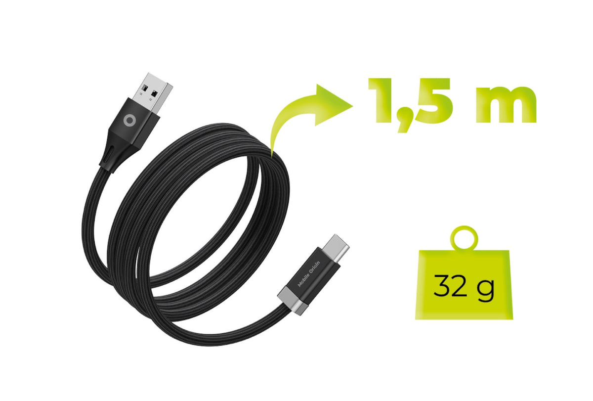 Magnetický kábel StayCable USB-C na USB-A CB6, 27W, 480 Mb/s, 1,5 m, Čierna