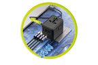 Cestovní Adaptér GaN 35W PW4 EU/UK/US/AUS, 3x USB-C + 2x USB-A