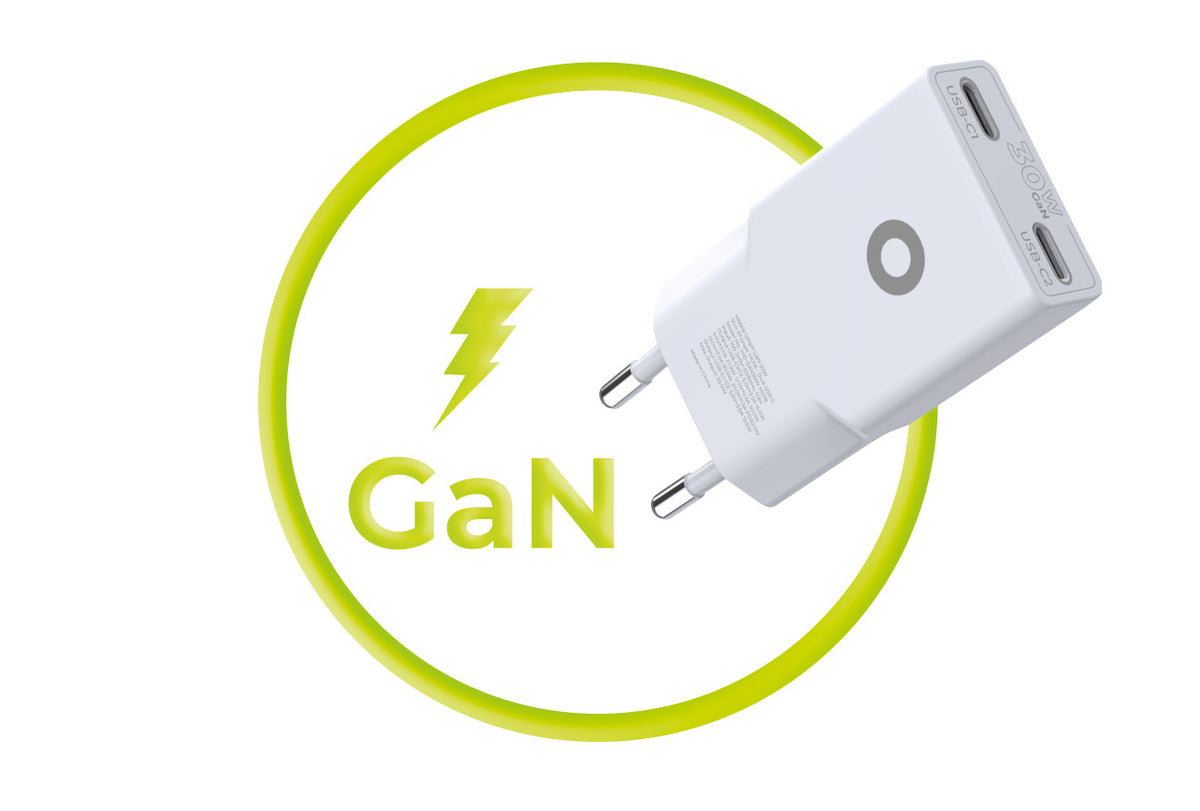 Wall Charger GaN Slim 2× USB-C MO18, 30W, White