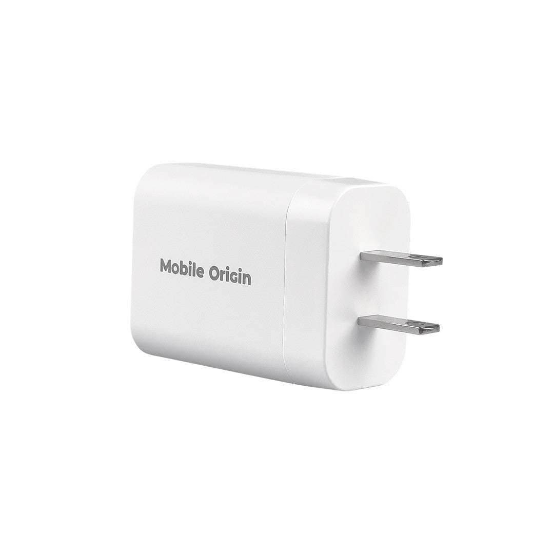 Cestovní nabíječka GaN USB-C + USB-A MO14, 30W, EU/USA/UK/AUS, Bílá
