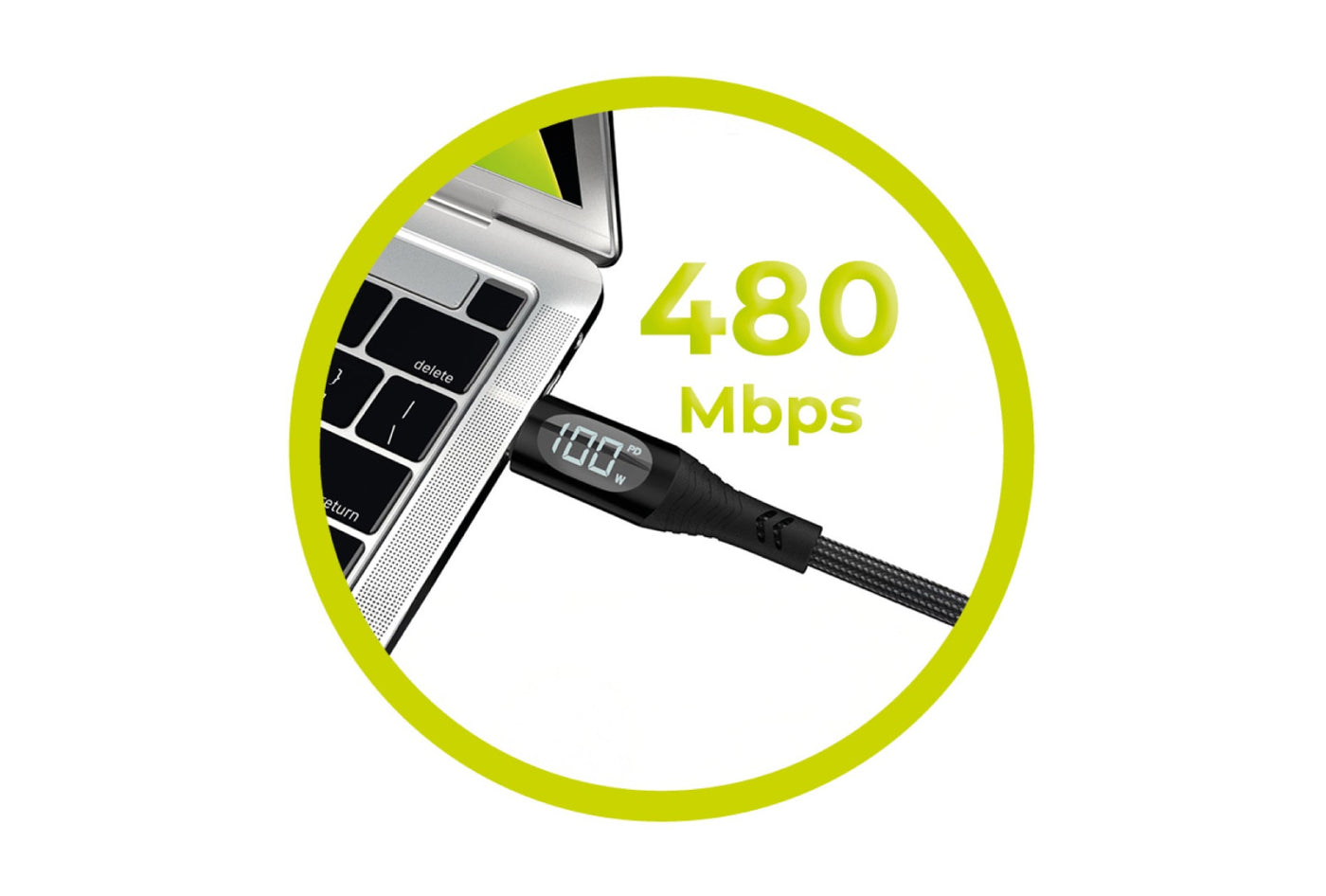 Display Cable USB-C to USB-C CB2, 100W, 480 Mb/s, 1.5m, Black