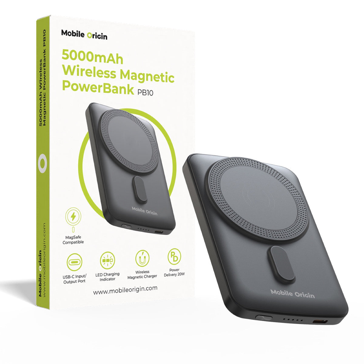 Bezdrátová magnetická powerbanka MagSafe PB10, 5000mAh, 20W, Černá