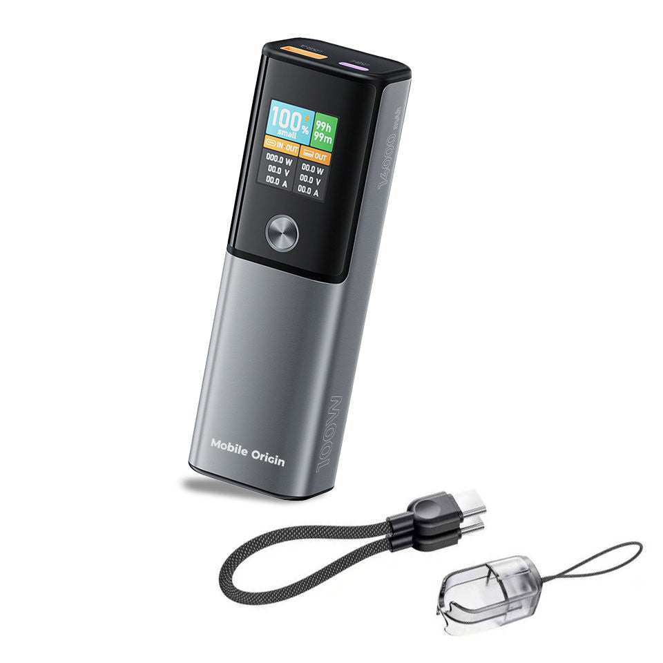 Power Bank with Display USB-C + USB-A PB12, 14000mAh, 100W, Gray