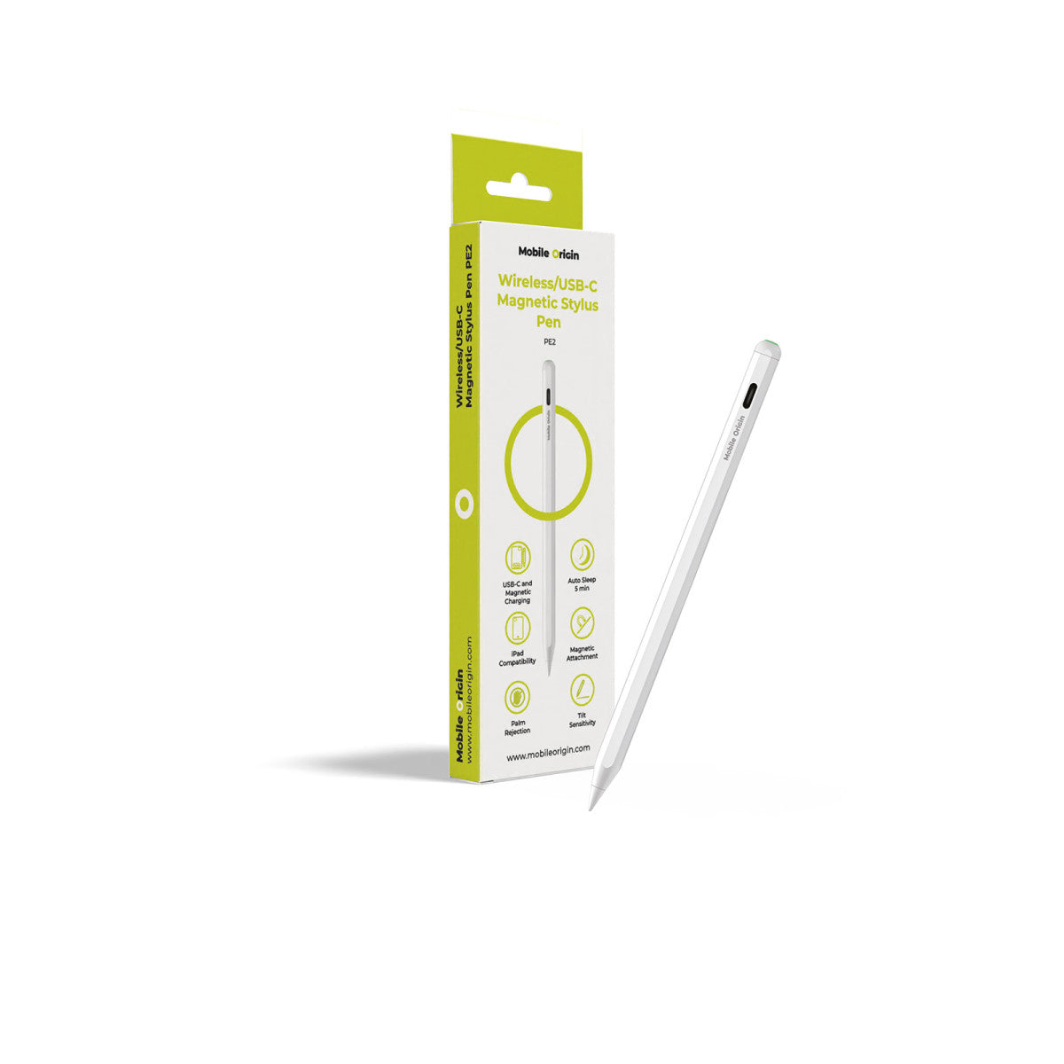 Magnetic Stylus Pen PE2, Wireless/USB-C, White