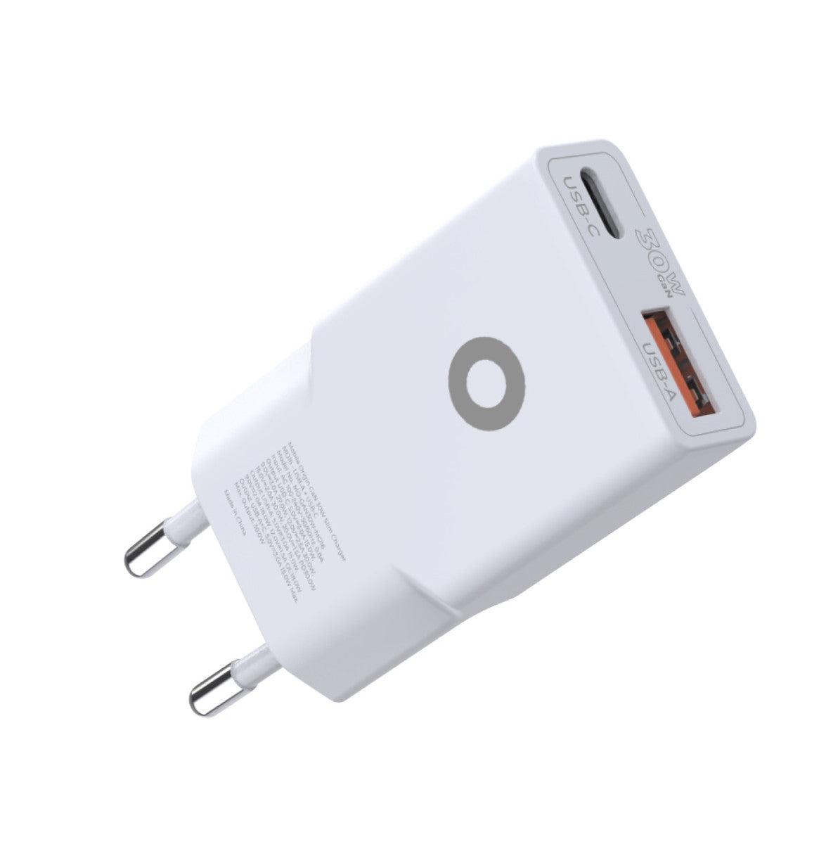 Wall Charger GaN Slim USB-C + USB-A MO16, 30W, White