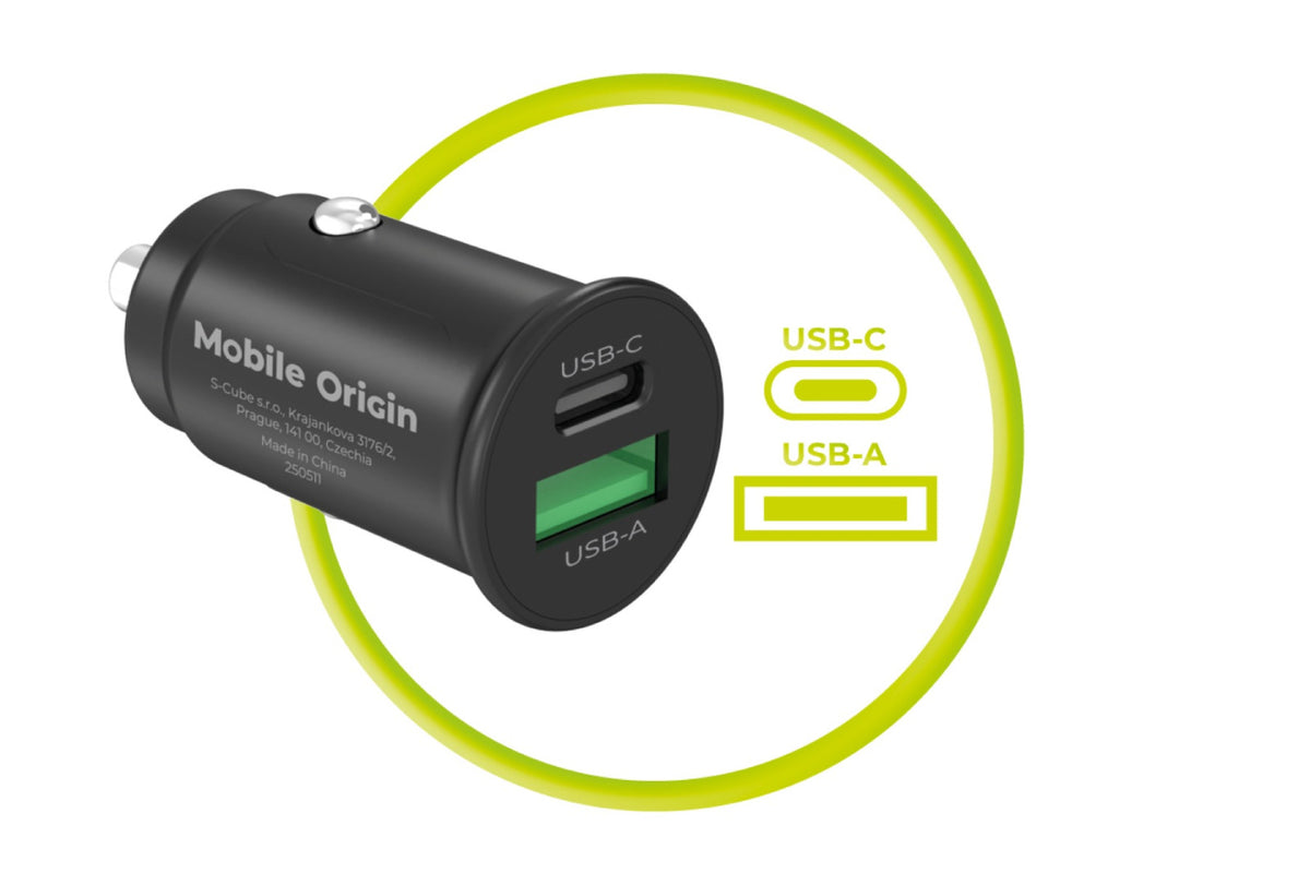 Car Charger USB-C + USB-A CA19, 30W, Black