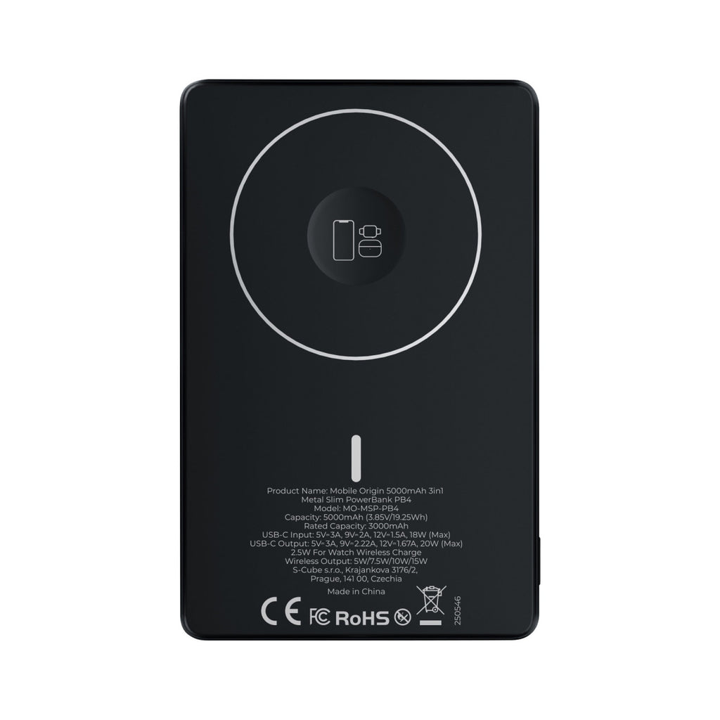 Bezdrátová PowerBanka 3v1 Metal Slim 5000mAh PB4