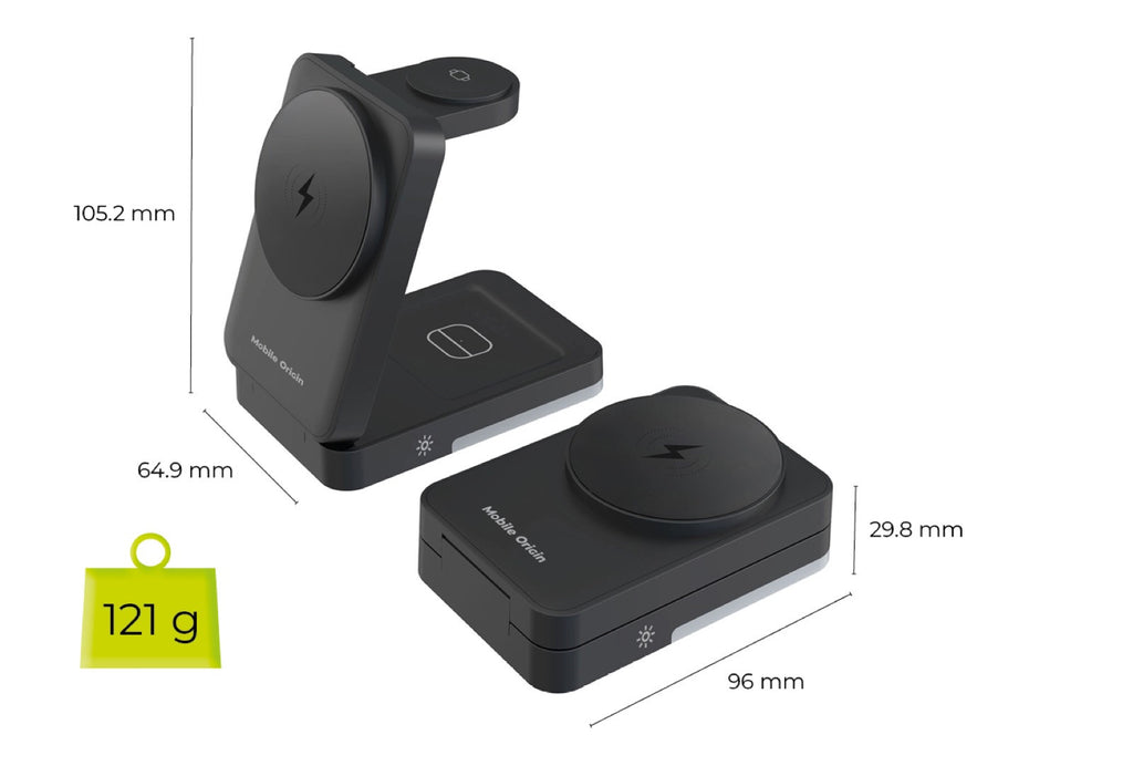 Foldable Charger with Light 3-in-1 PW28, Black