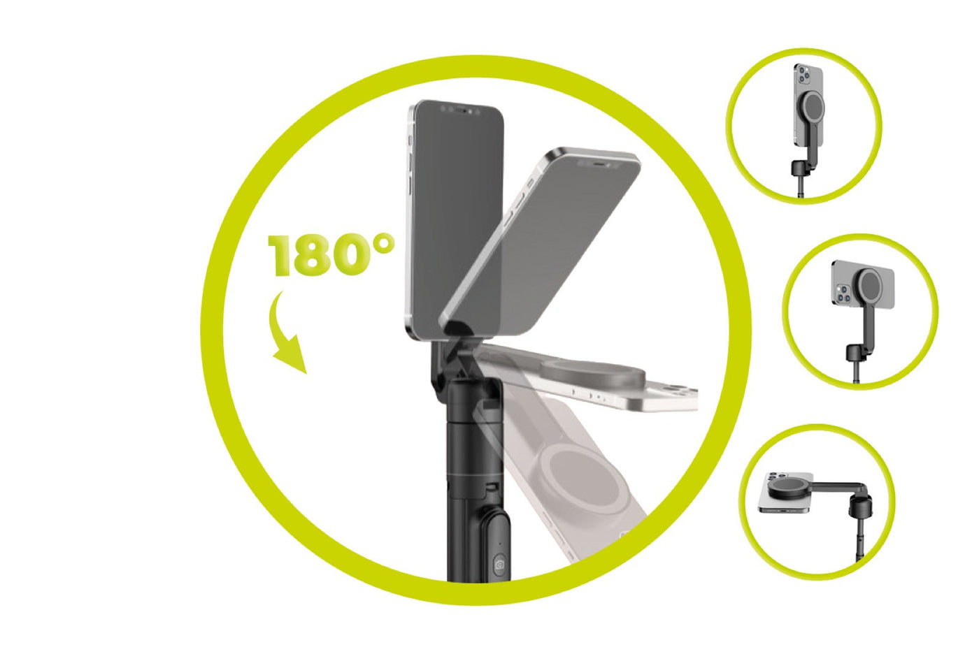 Magnetická selfie tyč s tripodem MagSafe S2, Bluetooth, Černá