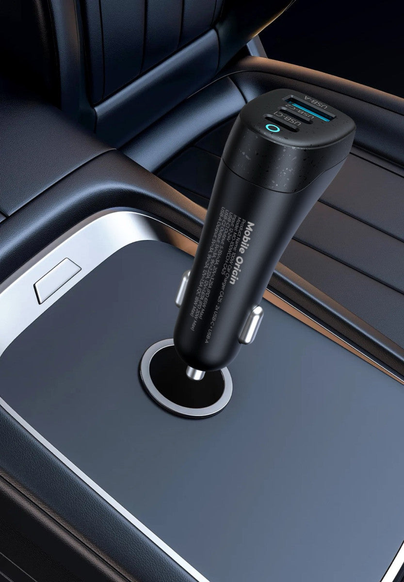 Car Charger 2× USB-C + USB-A CA25, 100W, Black