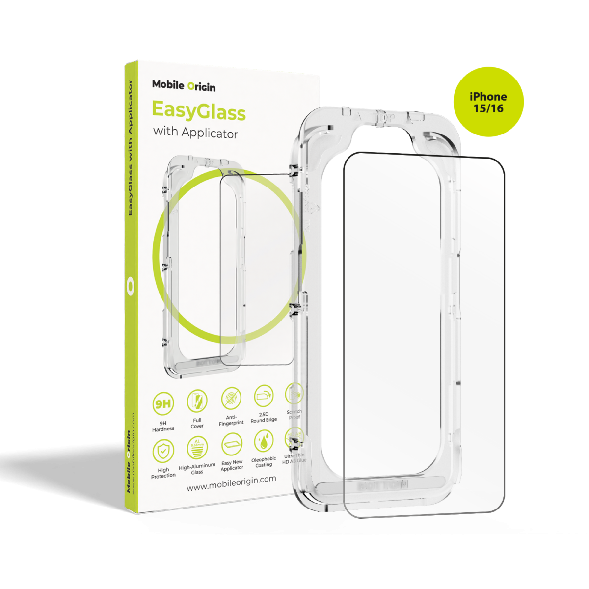 EasyGlass Screen Protector with Applicator, 1 pc, for iPhone 15 / iPhone 16