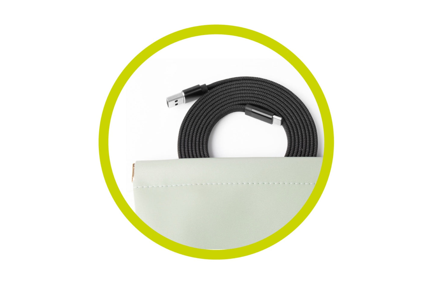 Magnetický plochý kabel USB-A na USB-C, 27W, 480 Mb/s, 1 m, Černá