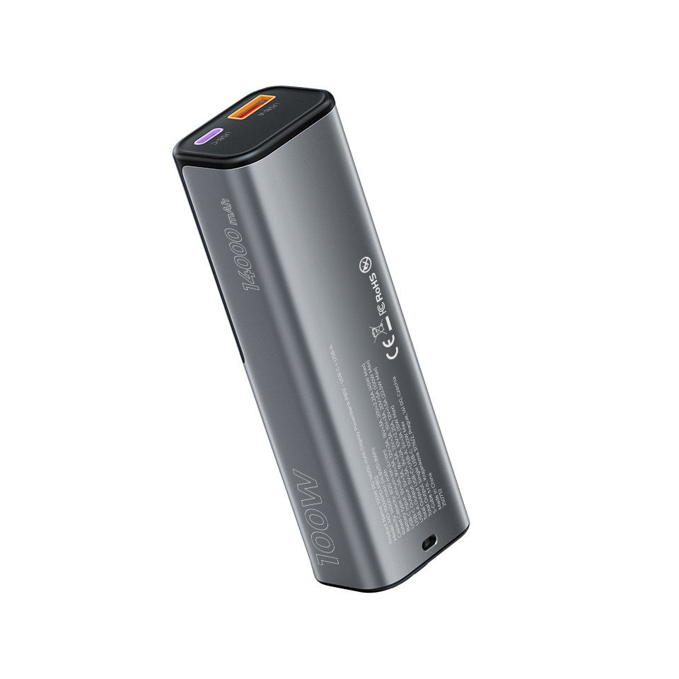 Power Bank with Display USB-C + USB-A PB12, 14000mAh, 100W, Gray