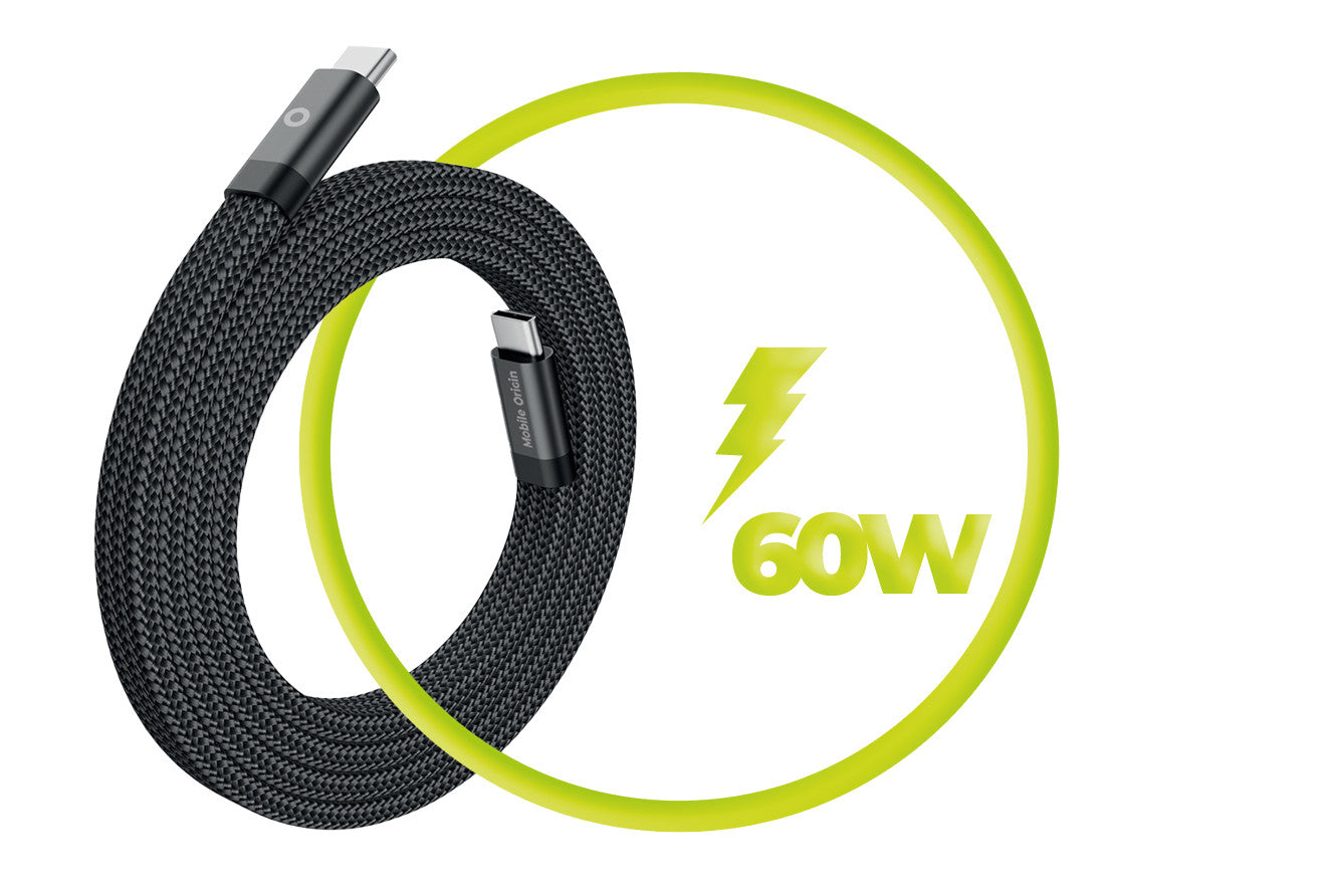 Magnetic Flat Cable USB-C to USB-C, 60W, 480 Mb/s, 1m, Black