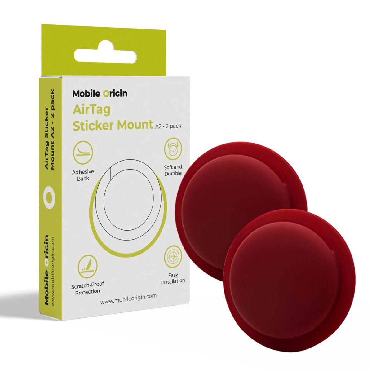 Adhesive Case for AirTag A2, 2 pcs, Ruby Red