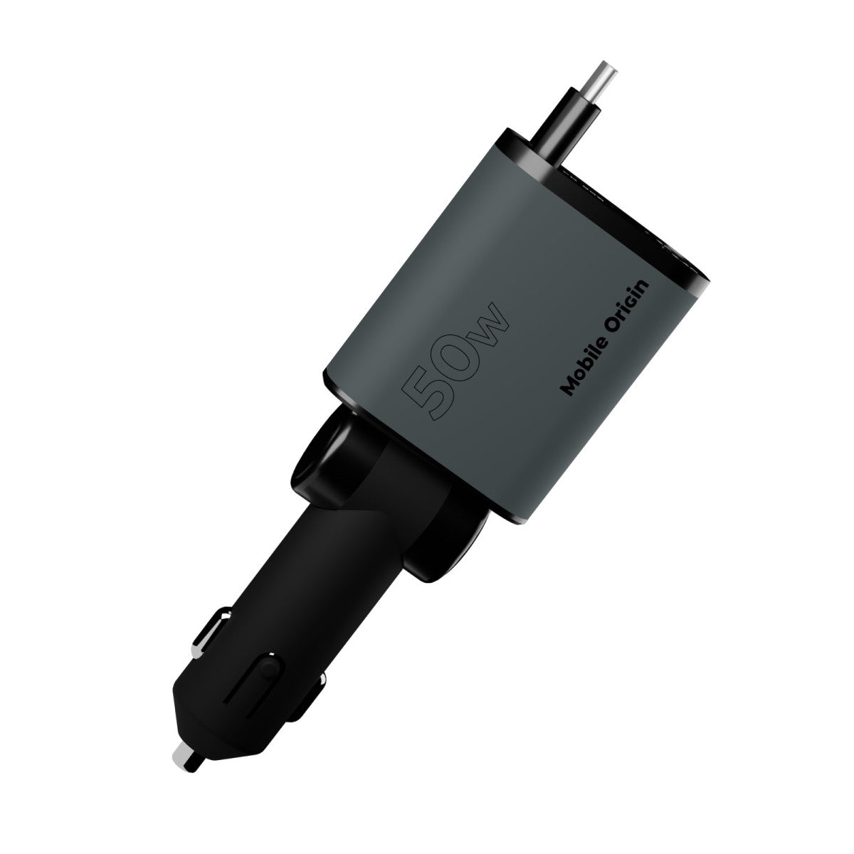 Car Charger 4-in-1 USB-C + USB-A with USB-C and Lightning Cables CA28, 50W, Space Gray